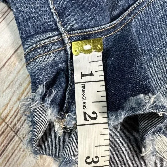 American Eagle CURVY HI RISE SHORTIE Size 4 Denim Cut Off Jean Micro Shorts 26x2 - Picture 5 of 10